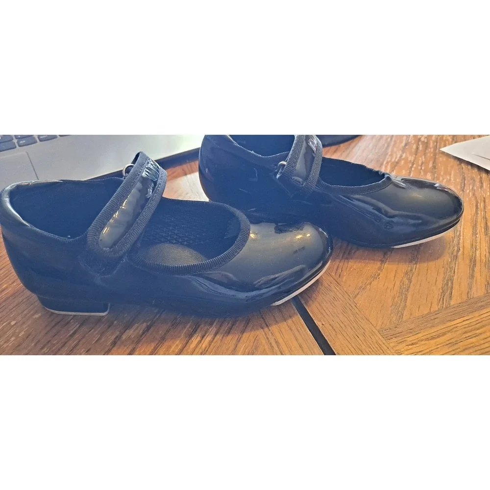 Danskin Freestyle Patent‎ Black Tap Dance Shoes Girls Size 9